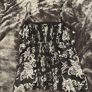 Black and white silk cami